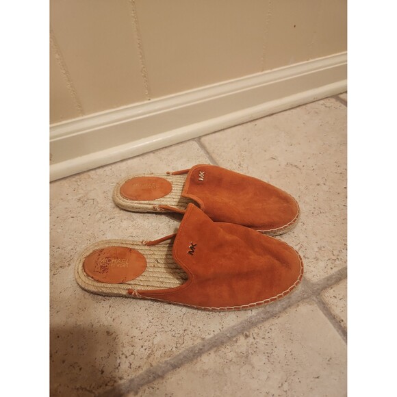 Michael Kors "Kendrick" Coral Leather & Suede Slip-on Espadrille Flats Size 7.5 - Picture 1 of 8